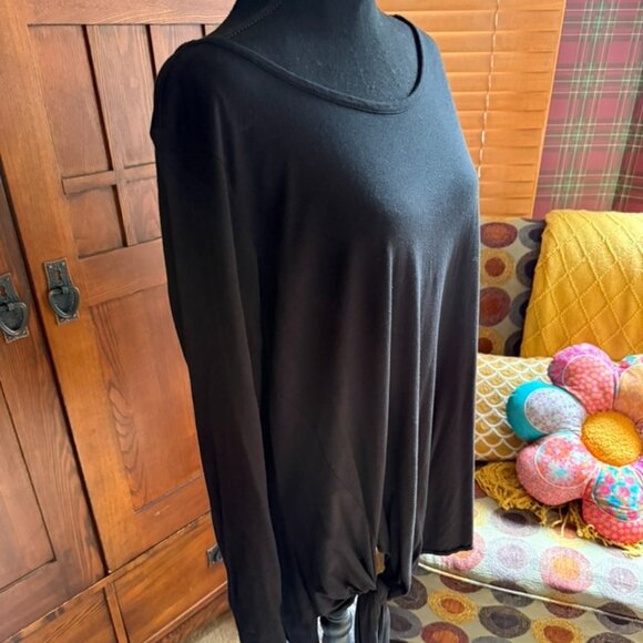 Soft Surroundings Long Sleeve Black Pullover Tie Waist Top Size Large - Picture 3 of 6